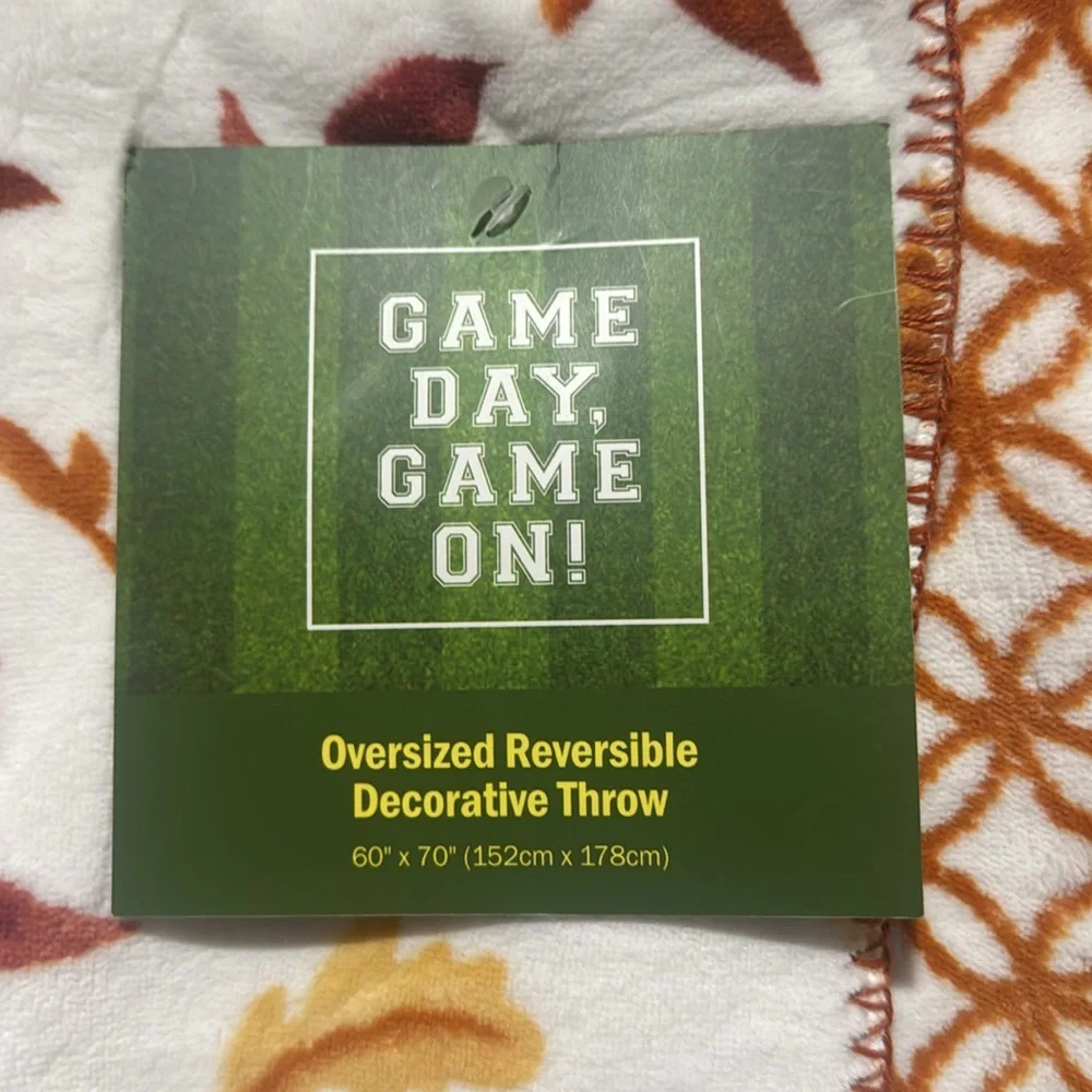 GAME DAY,GAME ON! Oversized Reversible Decorative Football/Leaves Throw